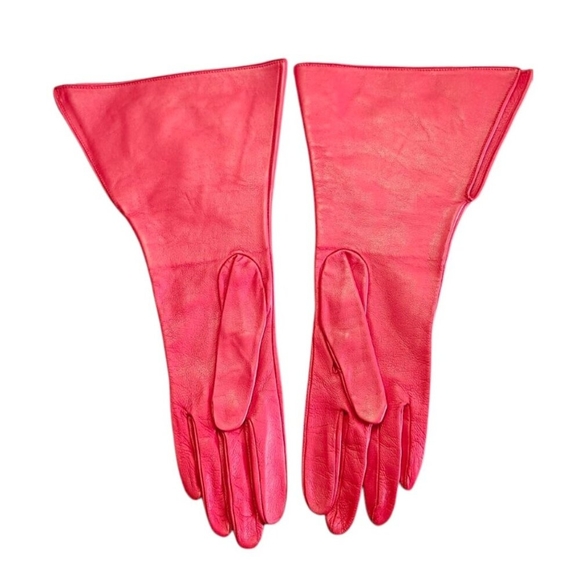 Fashion Women's Leather Gloves color red made in France Size EU 7.5 /US S NWOT - Picture 5 of 9